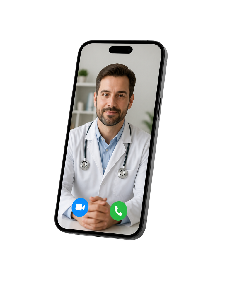 Celular exibindo a interface de uma consulta online